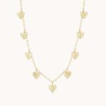 Trendy 14K Gold Plated Fashion Multi Heart Shaped Charm Women's Brass Necklace