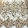 Buy cheap Gold African Beaded Handmade Embroidery Lace Fabric With Appliques from wholesalers