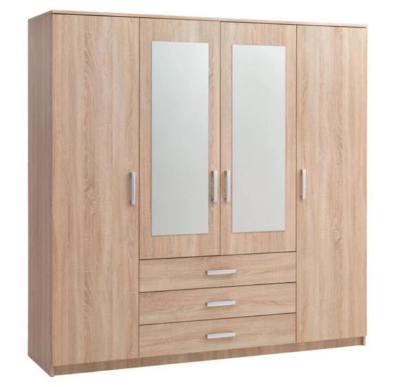 Buy cheap MS bedroom furniture 3 drawer 4 door Wardrobe with mirror from wholesalers