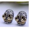 Buy cheap Retro Womens Jewelry Two Tone Silver Skull Stud Earrings(XH055010W) from wholesalers