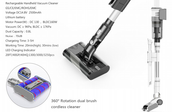 OEM Handheld Stick Vacuum Cleaner Smart Double Brush Wireless 900PCS For Carpet 160w