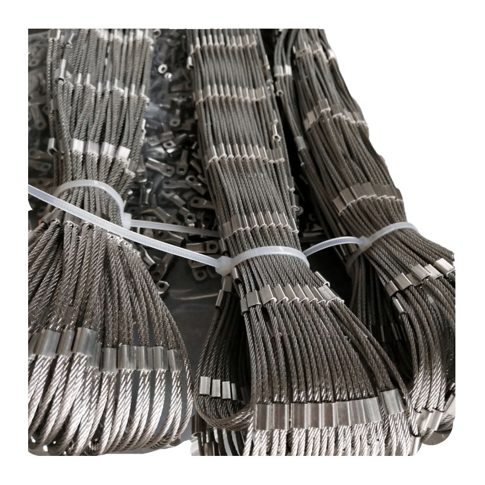 20mm Hole 316 Stainless Steel Wire Rope Ferrule Mesh Netting For Balustrade