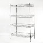 150KGS 12 X 24 Pharmacy Metal Chrome Wire Shelving 4 Shelf Chrome Storage Unit