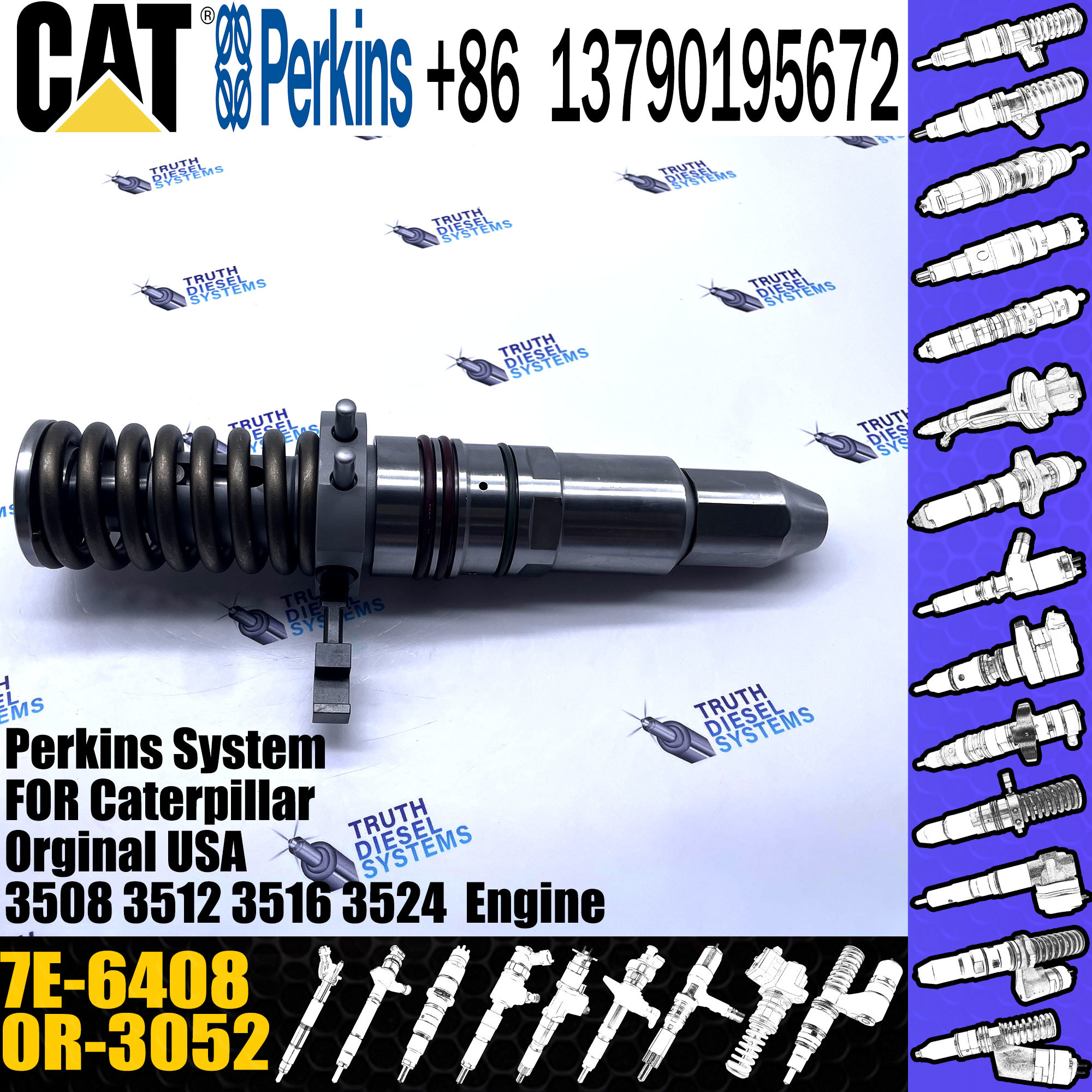 7E-6408 for cat 3512 3516 3508 engine excavator fuel injector 7E-6408 diesel fuel injector 0R-3052