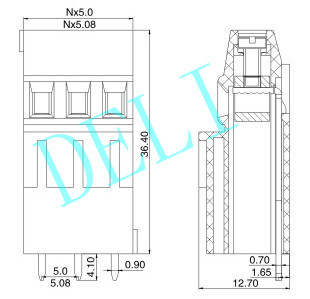 2 3 Pole 10A Screw Clamp PCB Screw Down Terminal Block DL128HH--XX-5.0/5.08