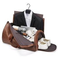 Buy cheap Outdoor PU Leather Travel Duffle Bag Brown With Separate Shoe Compartment product
