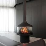 Indoor Decorative Ceiling Mounted Wood Burning Suspended and Rotating Fireplace