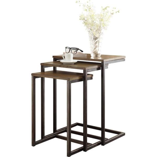 Buy cheap Industrial Wood Metal Nesting Bedside Tables C Shaped from wholesalers