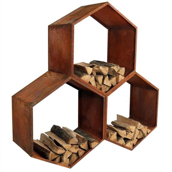 Buy cheap Heavy Duty Hexagon Rustic Corten Steel Honeycomb Firewood Storage Log Rack from wholesalers