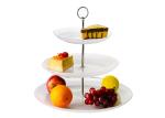 Bar 3 Tier Smoky White Glass Cake Plates , Strong Stem 8.6'11.4'',15' Inch Glass