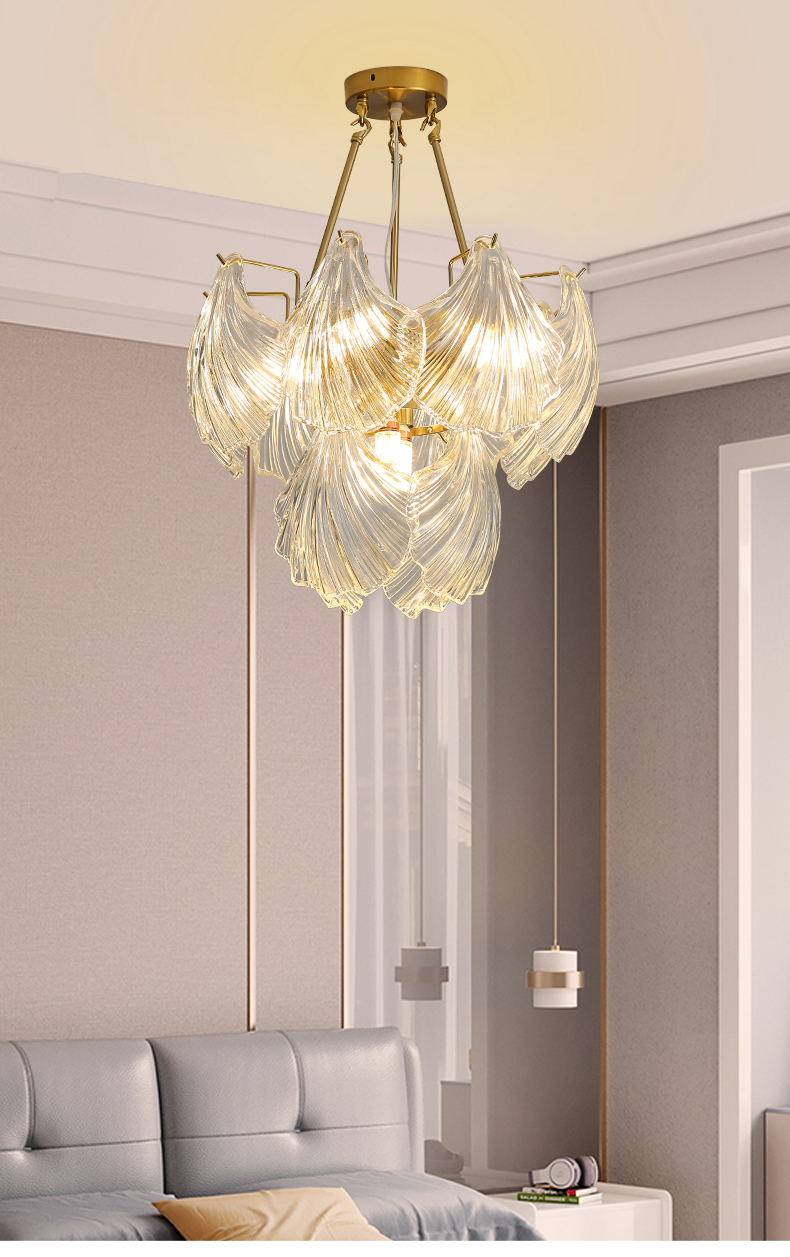 Modern Led Chandelier For Living Room Frosted Glass Luxury Shell Chandelier Lamp(WH-CY-247)