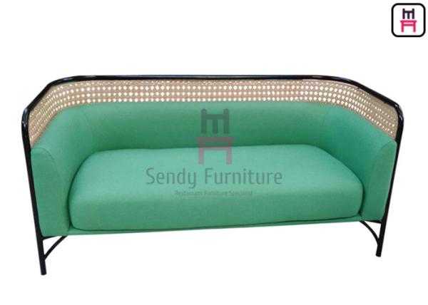Buy cheap Green Upholstered Commercial Banquette Seating With Rattan Wood / SS Frame from wholesalers