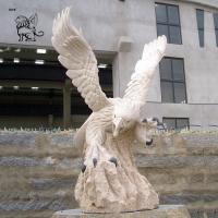 Buy cheap BLVE White Marble Eagle Statues Stone Garden Animal Hawk Sculpture Large Home product