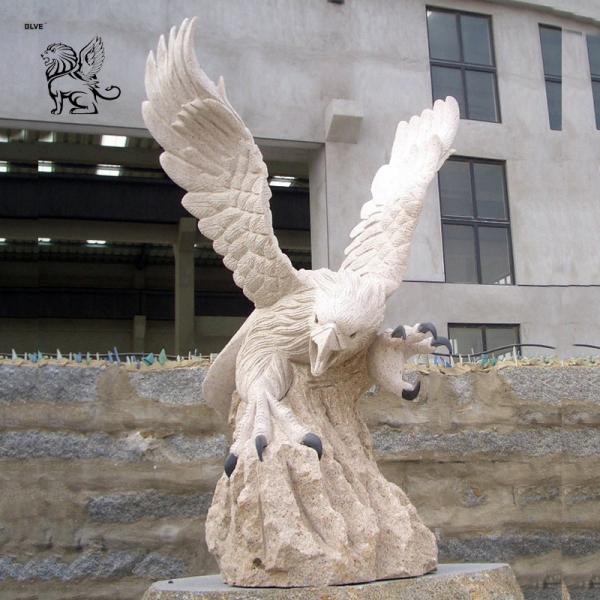 BLVE White Marble Eagle Statues Stone Garden Animal Hawk Sculpture Large Home