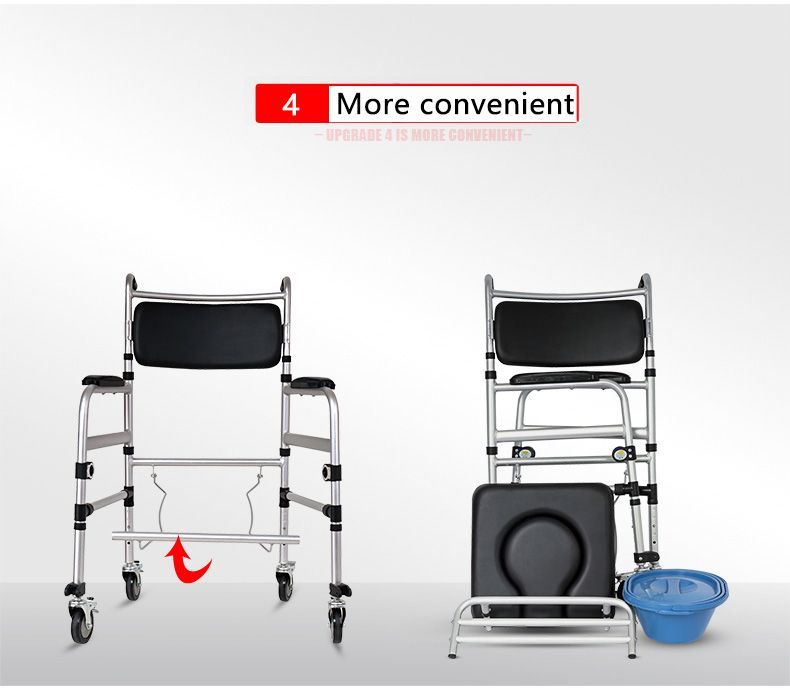 for Seniors, Heavy Duty Aluminum Toilet Wheelchair with Locking Wheels