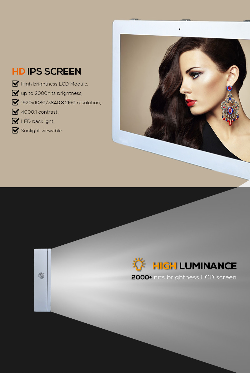 55 Inch Outdoor Digital Signage Waterproof 2500 Nits Multi Language Support