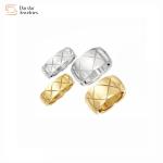 Couple Ring 18k Gold Plated Titanium Steel Jewelry Coco Wave Edge Wide Band