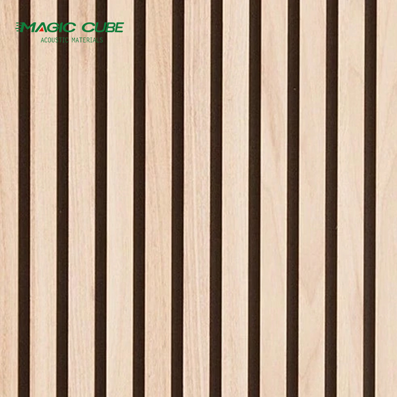 Natural Oiled Oak Veneer Acoustic Slat Wall Panel With Polyester Fiber Base