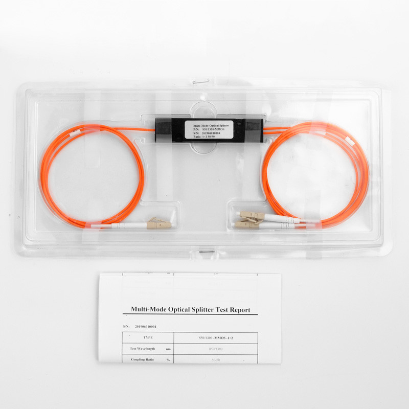 Fiber Optic Splitter Coupling Ratio LC/UPC 1x2 FBT Coupler 1*2 FBT Multimode 850/1310nm 50/125 MM 50/50