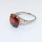 925 Silver with 12mm Round Cubic Zirconia Garnet Ring(R152)