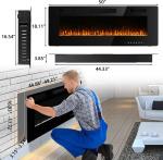 Wall Mounted Electric Fireplace 12 Flame Color Options and Remote Control