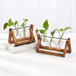 Wholesale Plant Terrarium with Wooden Stand Bulb Glass Vase Retro Tabletop for