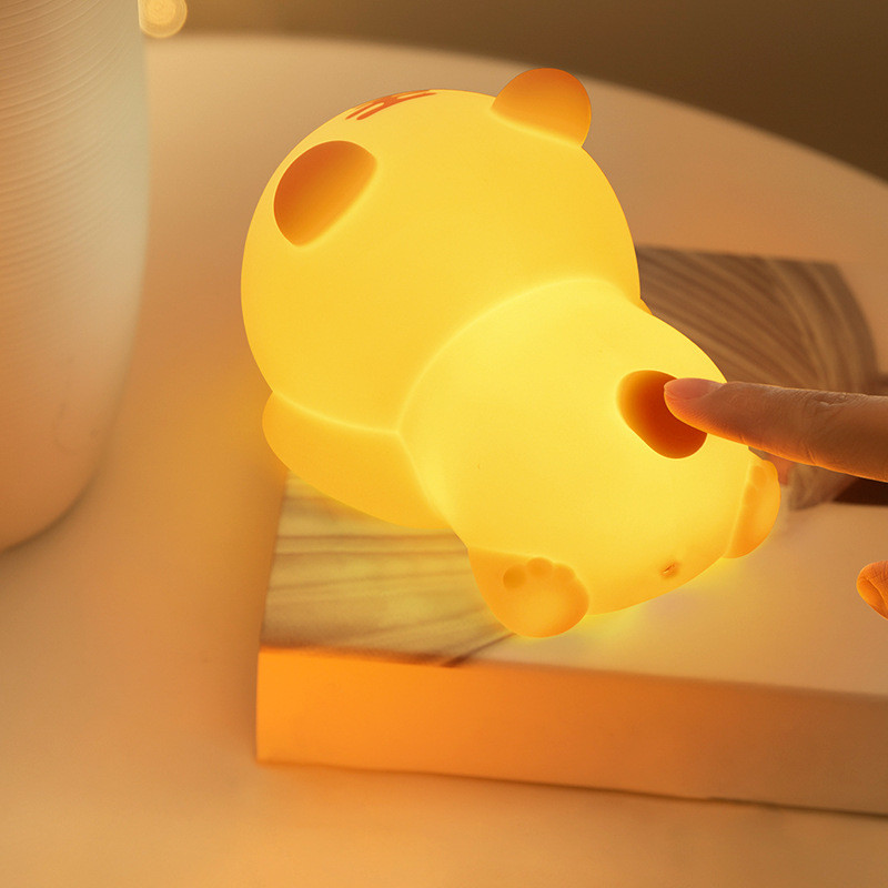 Cute Tiger Silicone Night Light LED Novelty Lamp 3 Level Dimmable Nursery Nightlight USB Rechargeable Timing Sleep Lamp