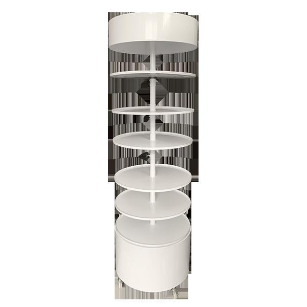Buy cheap Width 600mm Height 1810mm Rotating Display Rack , Round Metal Display Stand White from wholesalers