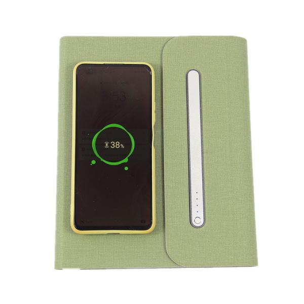 Buy cheap oEM PU Leather 2200mah Wireless Charging Notebook Power Bank from wholesalers