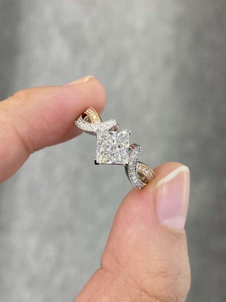 Buy cheap 1.2ct Princess Cut White Lab Diamond 18K White&Rose Gold Engagement Ring from wholesalers