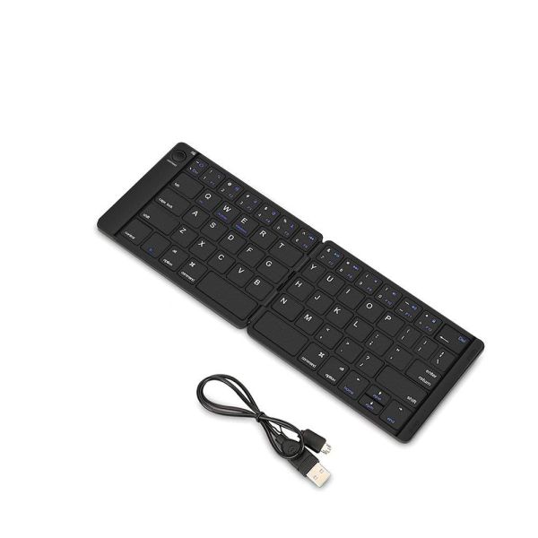 Rechargeable Full Size Ultra Slim Folding Keyboard Compatible IOS Android Windows Smartphone Tablet and Laptop