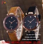 COLORFUL PU STRAP LADIES WATCHES THE ROUND CASE WITH A DIAMOND ON THE DIAL