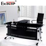 Commercial Furniture Black Glass Desk With Metal Legs Customized