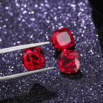 Certified Pigion Blood Cushion Faceted Cut Grown Loose Ruby Gemstone For Ring