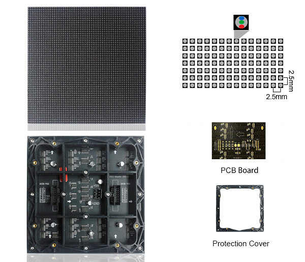 480x480mm 4k HD IP43 800cd/m² P2.5 Led Advertising display Screens