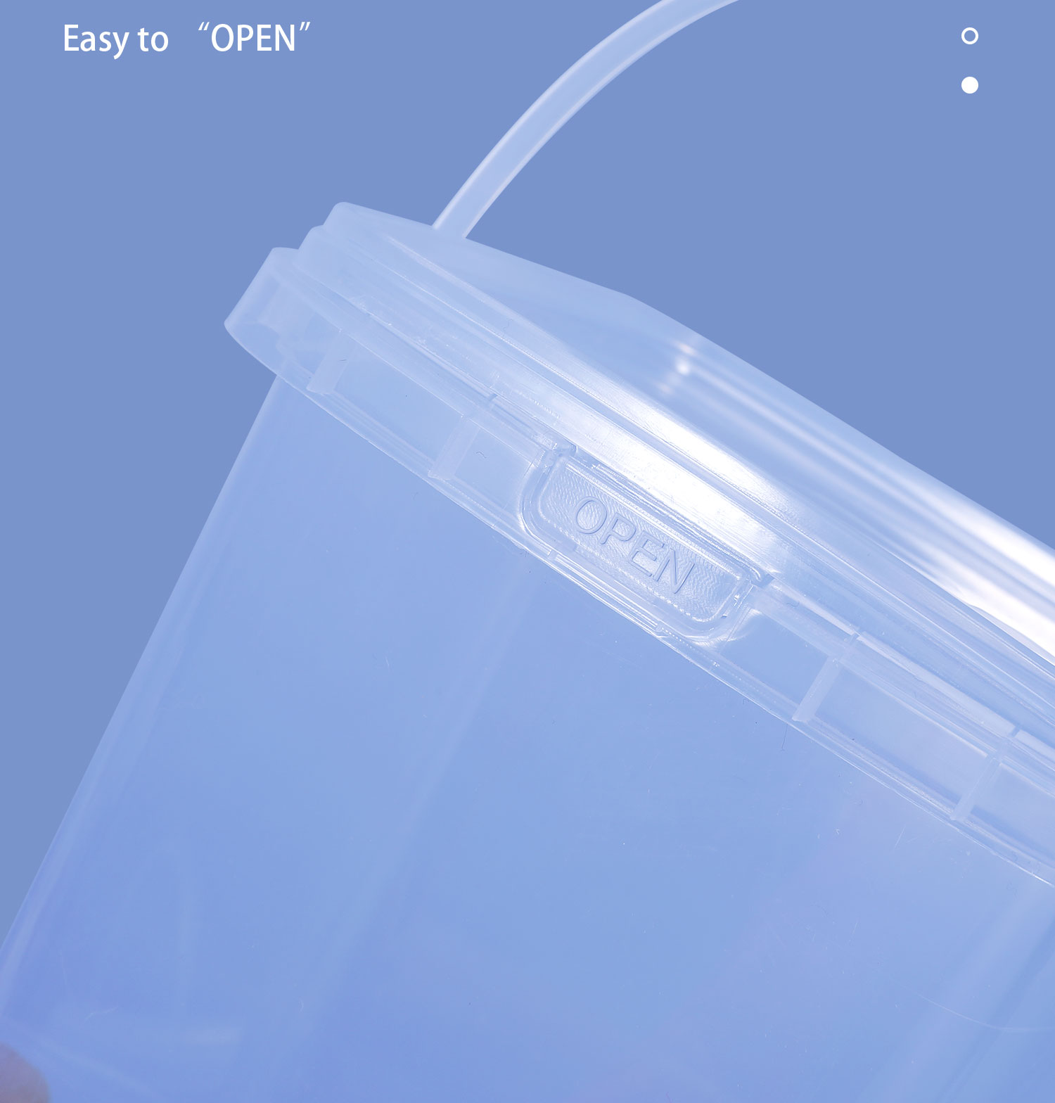 2L Capacity Food Grade Clear Square Plastic Buckets Pail With Handle For Cookies Storage
