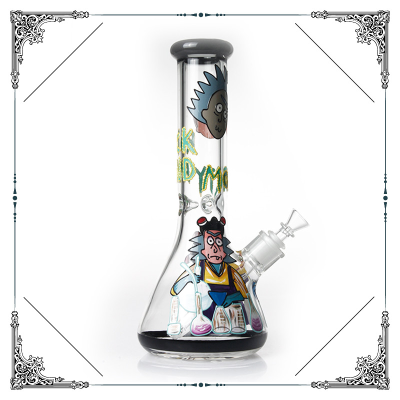 Wholesale Art Bong 7MM Glass Cool Smoking Pipes Rick And Morty On Glass Water Bongs