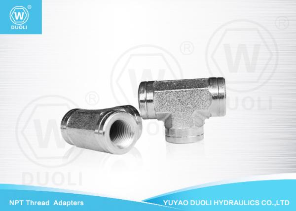 Buy cheap TEE NPT Female Thread Hydraulic Hose Connectors Fittings With White Zinc Plated from wholesalers