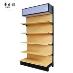 Single Side Wood Gondola Shelving Metal Wood Grain Supermarket Shelf