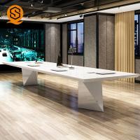 Buy cheap Artificial Stone Rectangular Conference Table White Color For Office product