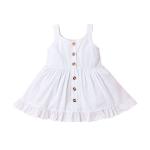 Summer Children'S Clothing Baby Girls Suspender Dress Solid Color