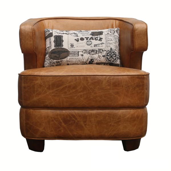 Buy cheap Brown living room armchairs Antique Real Leather Armchairs With Cushion from wholesalers