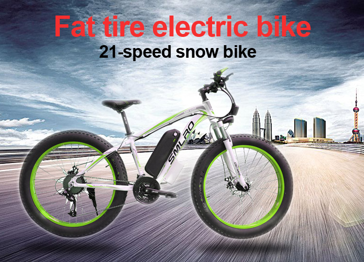 Red Color 500 watt 26 Inch Fat Tire Electric Bike with 21 Speed Choice