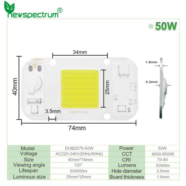Buy cheap Driverless AC COB Led Chip 50w Size 40mm For DIY Floodlight Grow Light from wholesalers