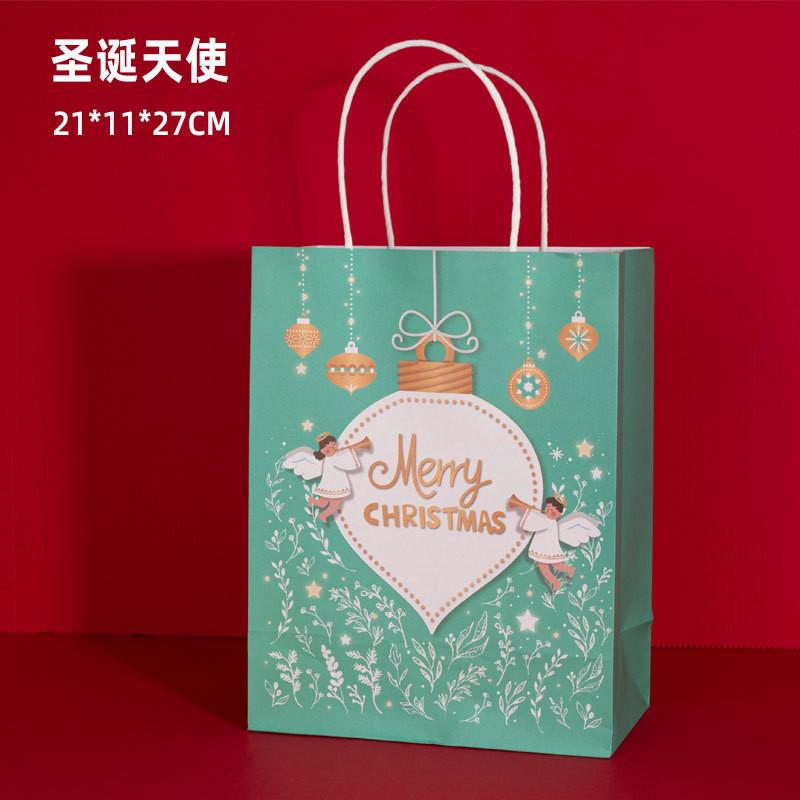 Christmas Twisted Paper Handle Paper Bags with Personalized Design and Custom Printing