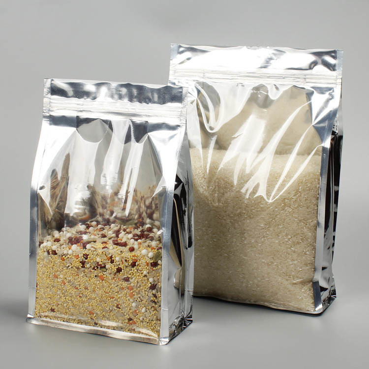Food grade flat bottom plastic 8 side Food vacuum sealed translucent clear plastic zipper bag