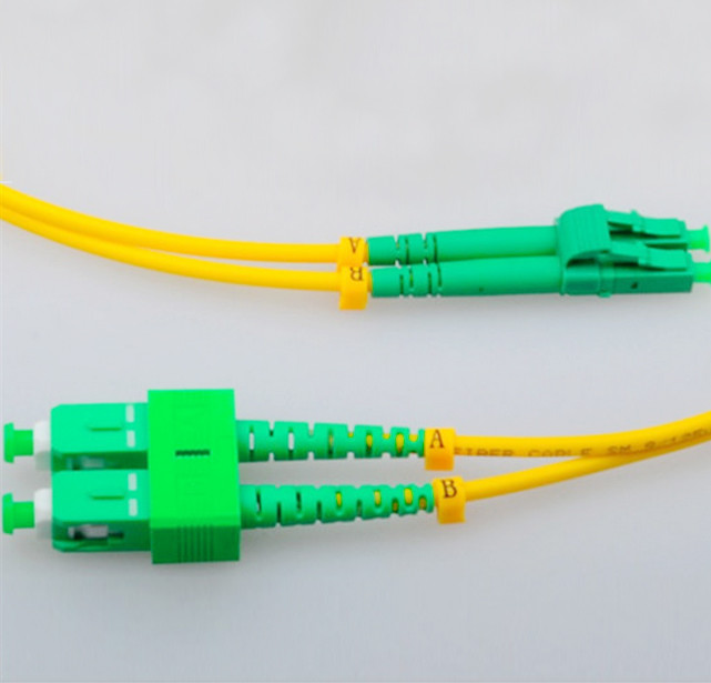 SC / APC to LC / APC Fiber Optic Patch Cord SM Simplex LSZH Cable