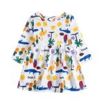 Spring Children's Clothing Girls Long Sleeve Dress Print Princess Dress