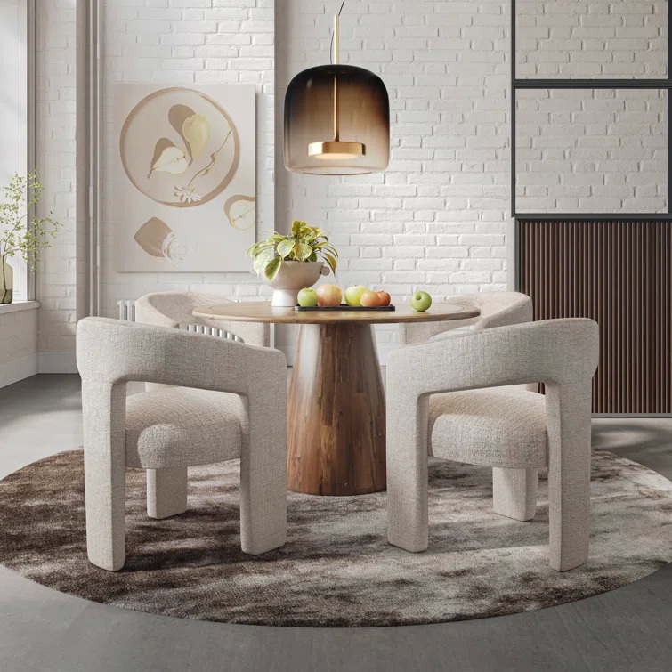 Eco friendly Wooden White Sherpa Accent Chair For Dining Room