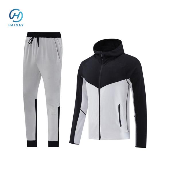 Buy cheap Mens Running Tracksuit 2 Piece Hooded Jacket And Sweatpants Set Slim Fit Tracksuits For Men Jogging Embroidery from wholesalers